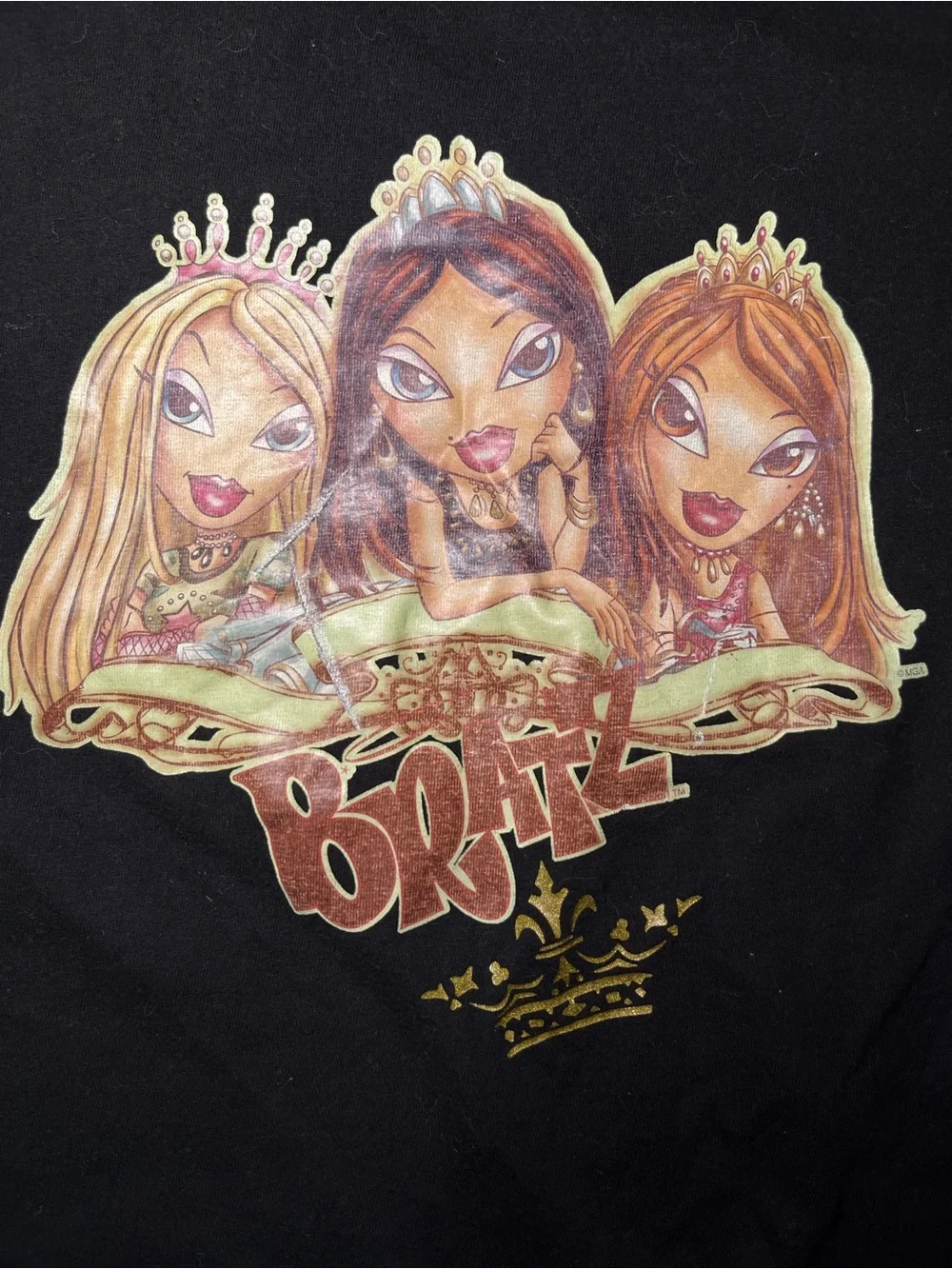 Y2K Bratz Black Graphic T-Shirt Girls Size XS Short Sleeve Yasmin